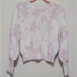 Time & Tru Women's Medium Lilac Tie-Dye Cotton Ribbed Sweater